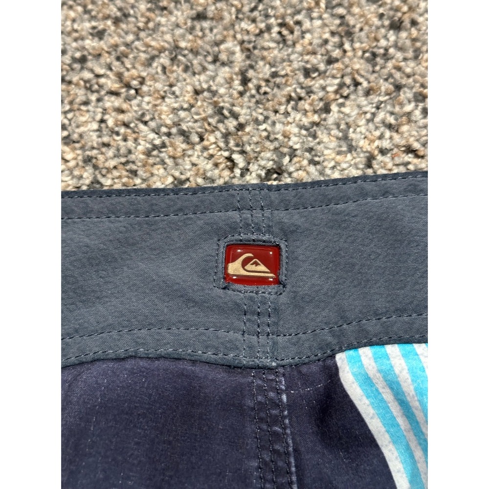 Board Shorts Quiksilver Mens Blue Excellent Patchwork Checkered Swim Trunks 34 - Picture 4 of 6